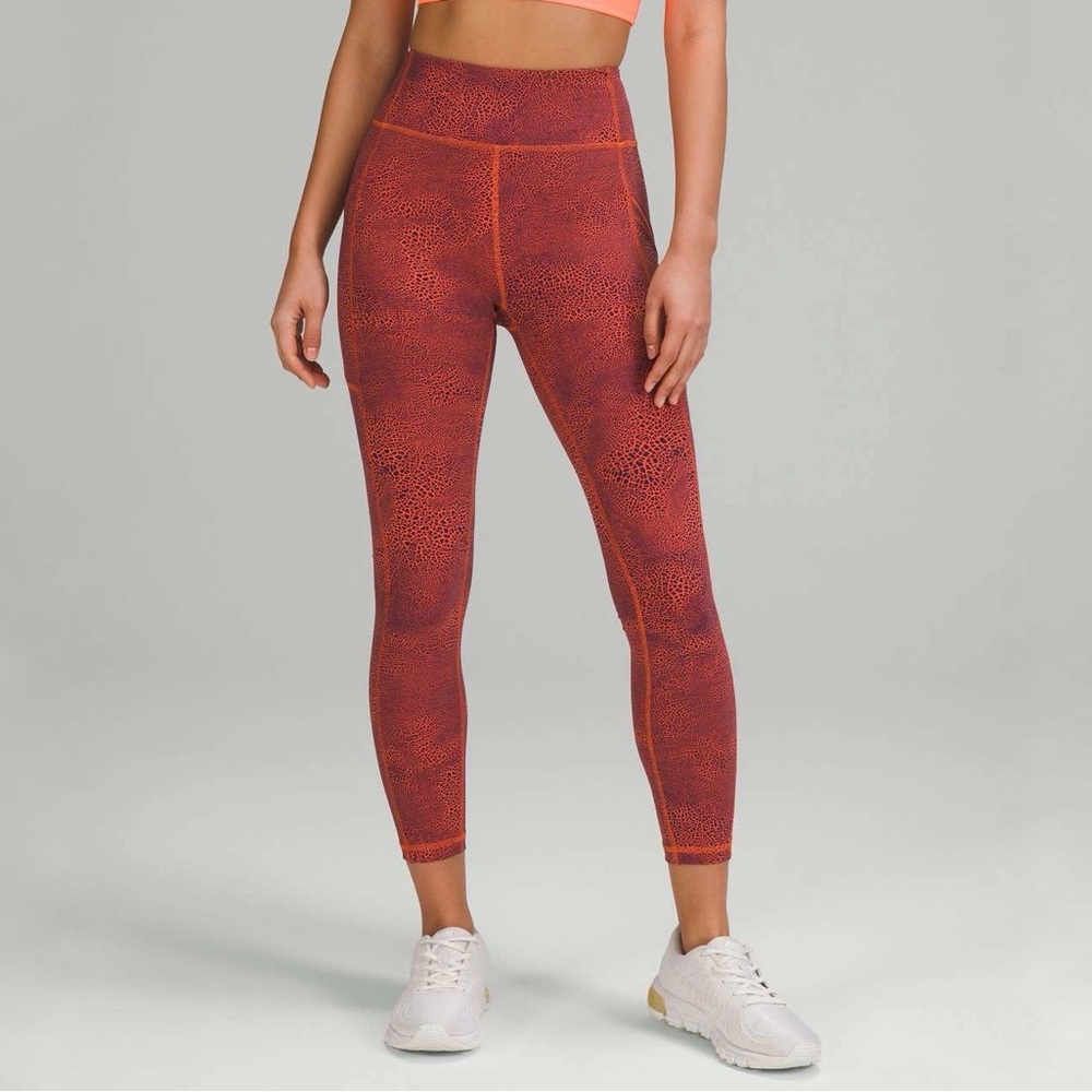Lululemon Invigorate High-Rise Tight 25” Crackle Glaze Vintage Orange‎ Larkspur